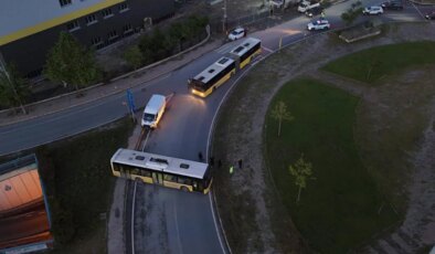Avcılar’da freni patlayan otobüs bir başka otobüse çarptı, yol trafiğe kapandı
