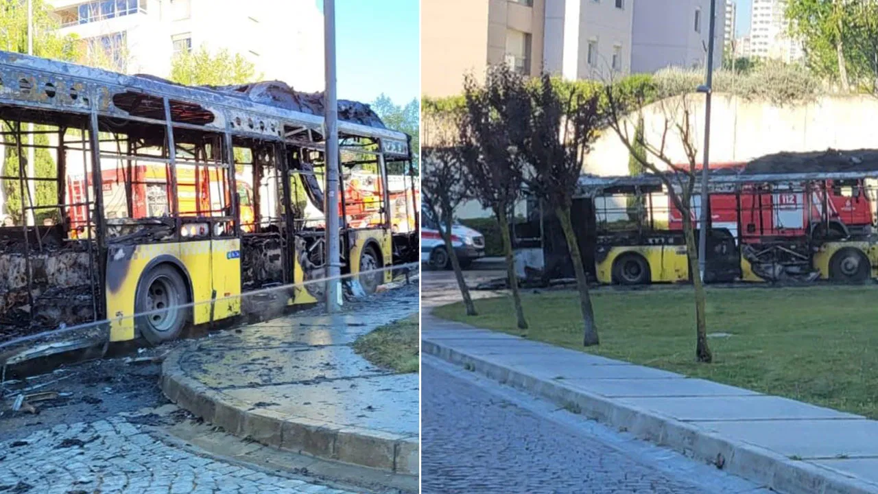 Başakşehir’de korkutan yangın: İETT otobüsü alev alev yandı!