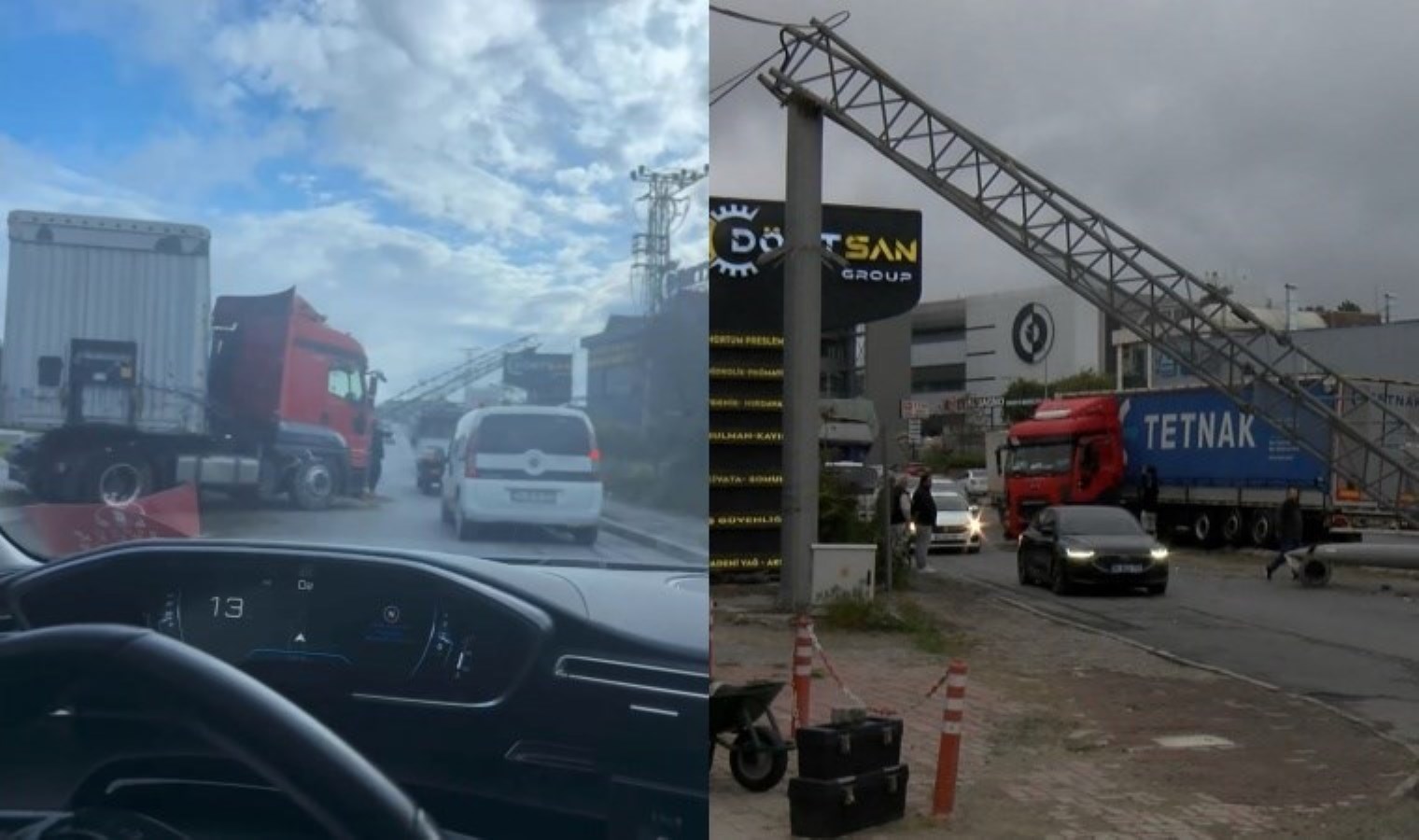 Direksiyon hakimiyetini kaybetti: TIR, PTS direğini devirdi