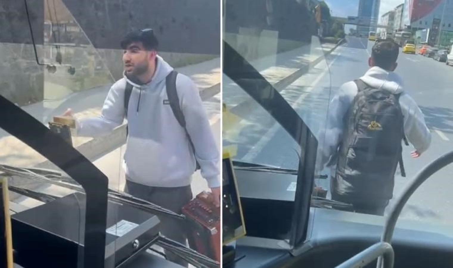 Durak dışında İETT otobüsüne binmek için yolu kesti