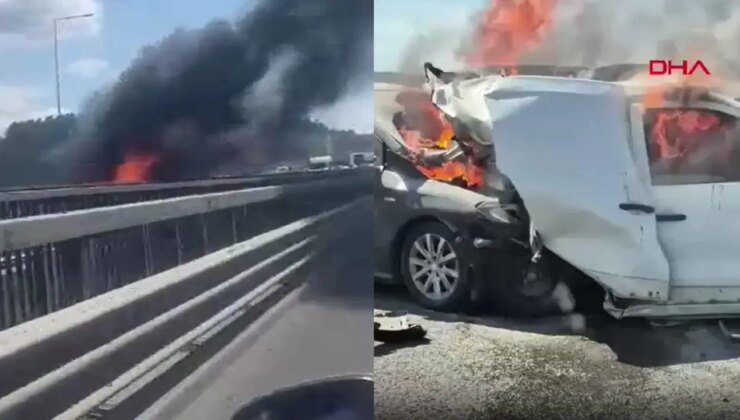 Kuzey Marmara Otoyolu’nda zincirleme kaza… Araçlar alev aldı!