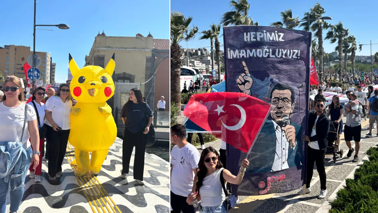 Pikachu bu kez İzmir’de: Konak’tan Gündoğdu’ya ‘adalet’ yürüyüşü