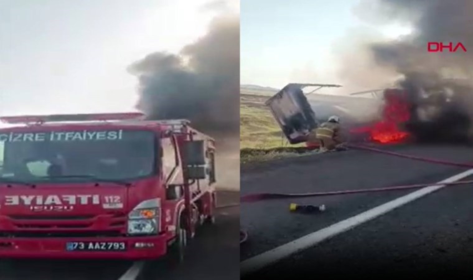 Şırnak’ta seyir halindeki TIR alev alev yandı!