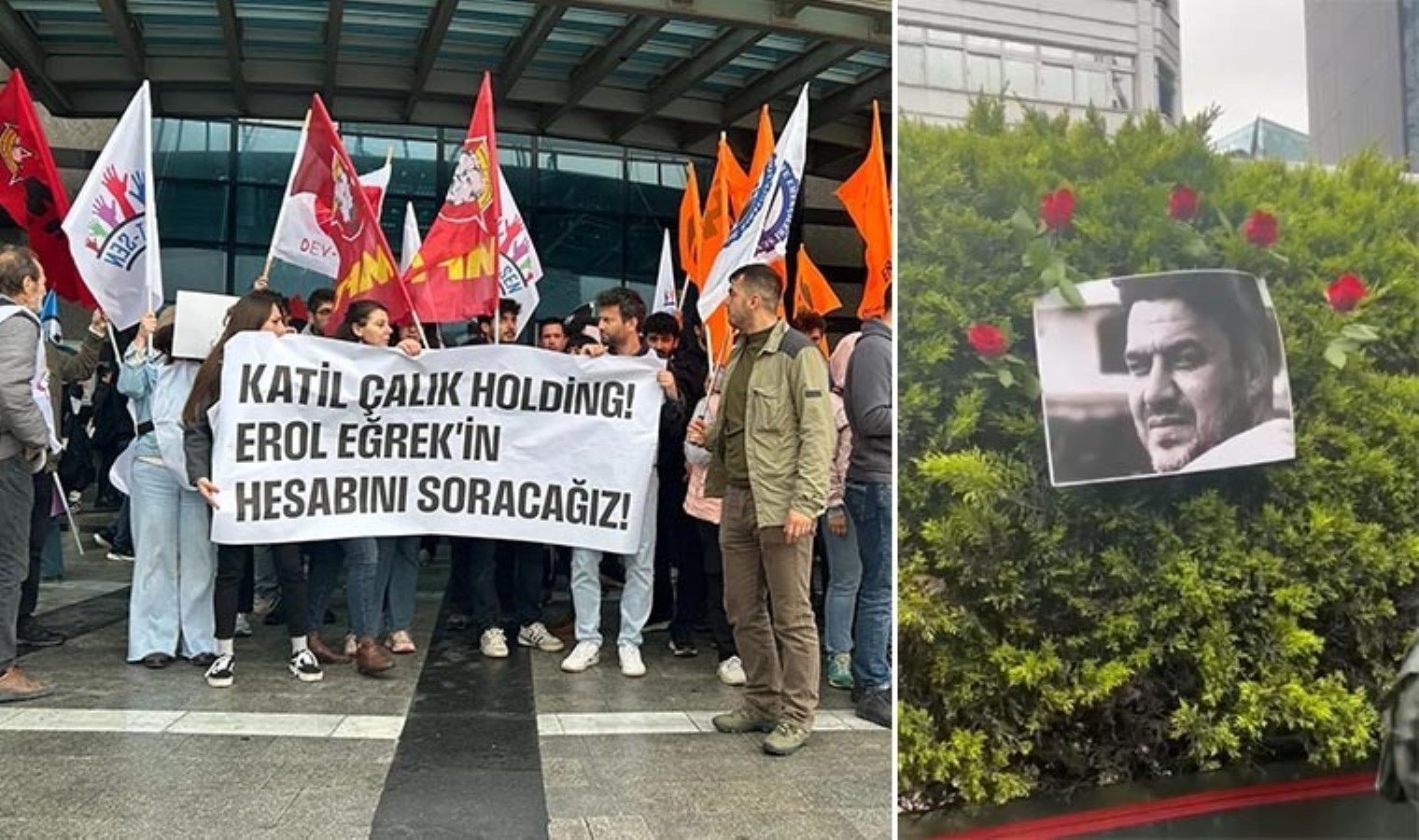 Yurttaşlar Çalık Holding’in önünde toplandı: Erol Eğrek’in fotoğrafı sokağa asıldı!