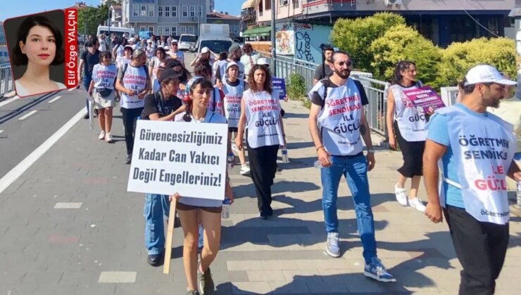 Ankara yürüyüşünün ikinci gününde emekçiler sınav yapan bir kurs önünde eylemdeydi: Özel sektörde öğretmene tatil yok