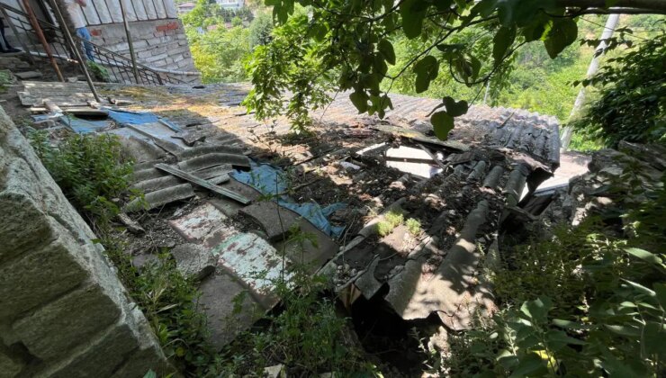 Boğa çıktığı garaj çatısı çökünce aracın üzerine düştü