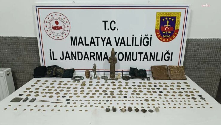 Darende’de ‘tarihi eser’ operasyonu: 273 sikke, 4 heykel, 6 yüzük…