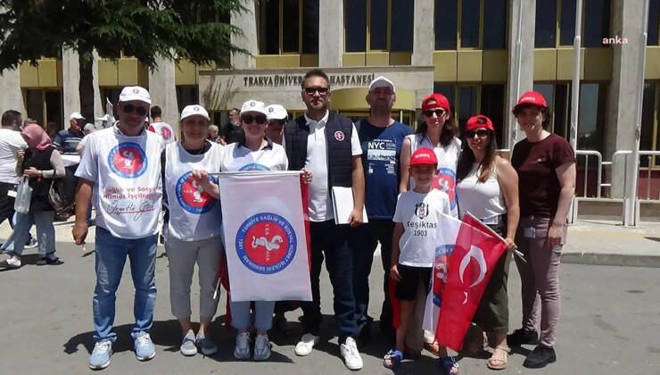 Edirne’de hastane çalışanları eylem yaptı: ‘Geçinemiyoruz, susmuyoruz, geri adım atmıyoruz’