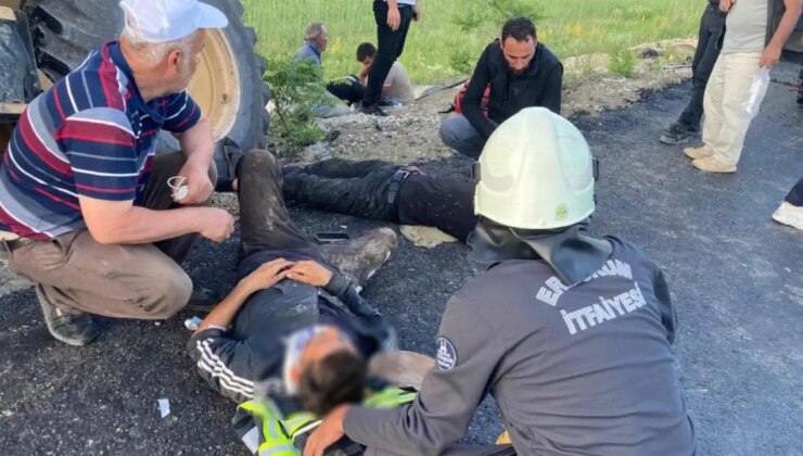 Erzurum’da iş makinesi yemek molasındaki işçilerin arasına daldı