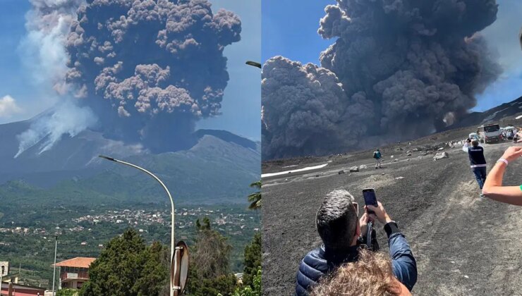 Etna Yanardağı patladı: Gökten kül yağdı, lavlar vadiyi sardı