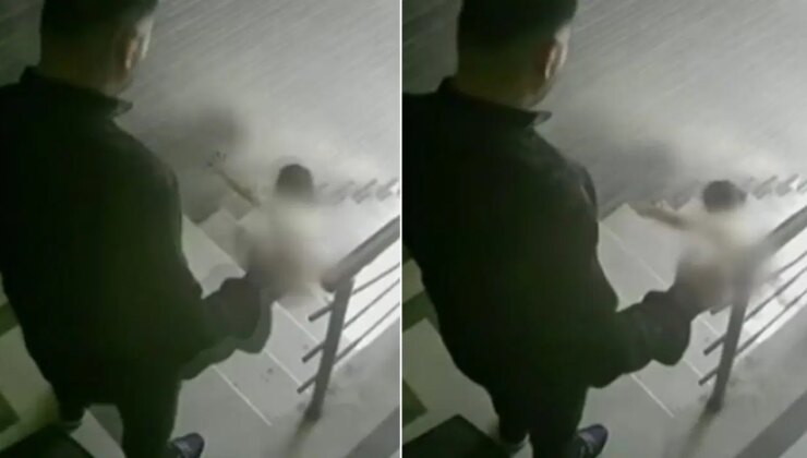 Görüntüler kan dondurdu… ‘Baba’nın tekmesi çocuğu hastanelik etti!