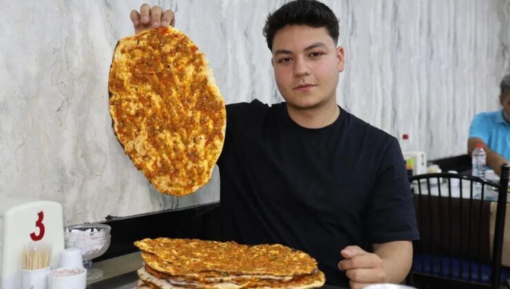İştahı asla kesilmiyor: Bir oturuşta 15 lahmacun yiyor!