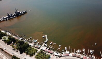 İzmit Körfezi’nde korkutan görüntü: Denizin rengi kahverengiye döndü