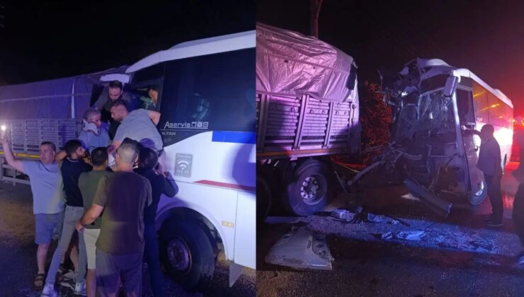 Manisa’da feci kaza… Servis TIR’a çarptı: Çok sayıda yaralı var!