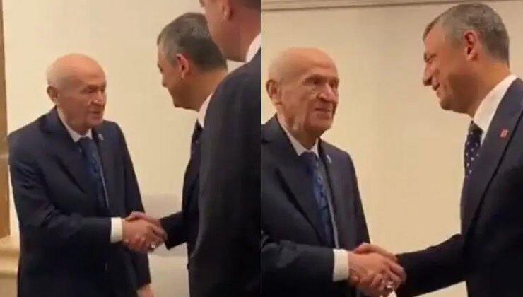 Özgür Özel ile Bahçeli kuliste tokalaştı: ‘Çok hareketlisiniz maşallah’