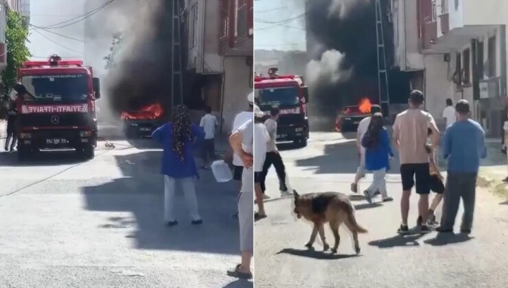 Park halindeki araç alev aldı… Yangın binaya sıçradı!