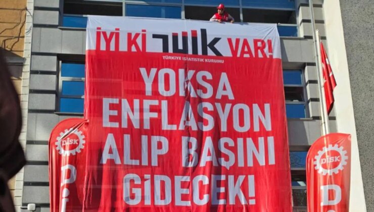 Son dakika… DİSK, TÜİK önünde: ‘Gerçekleri açıklayın emeğimizle oynamayaın”