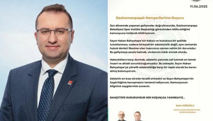 Son Dakika… Gaziosmanpaşa Belediyesi Spor Kulübü Başkanı Köroğlu, görevinden istifa etti