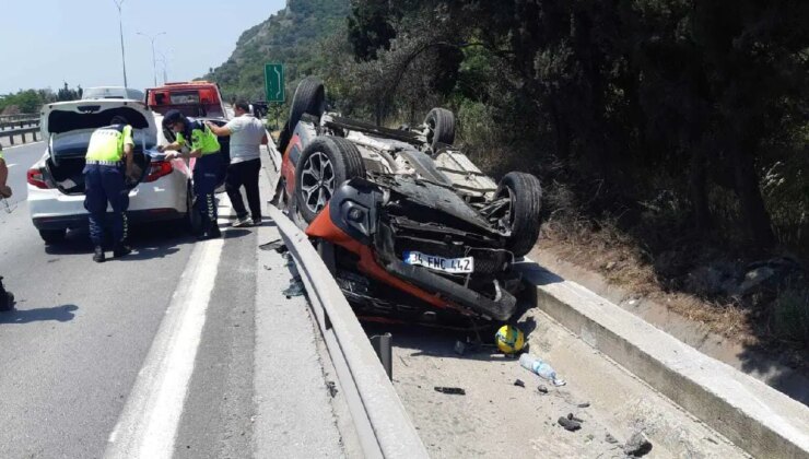 TEM Otoyolu’nda feci kaza: Başka aracın kamerasına yansıdı!