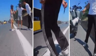 TEM Otoyolu’nda korkutan anlar! Tartışan çifte müdahale etti: Bıçaklı saldırganın hedefi oldu