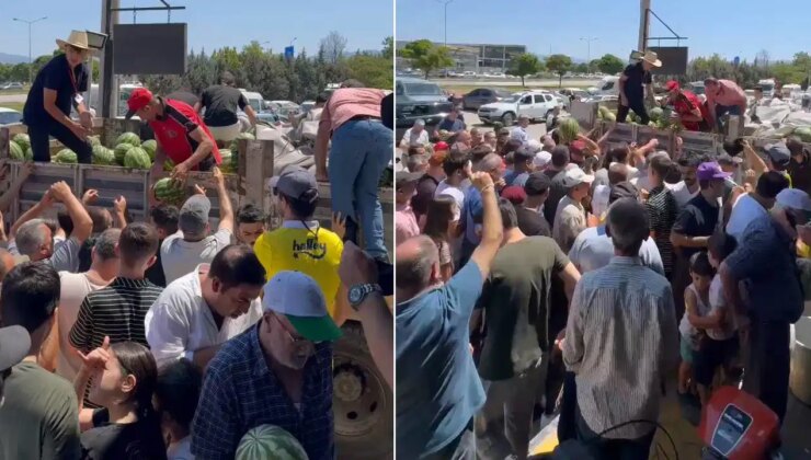 12 ton karpuzu ücretsiz dağıttılar: İzdiham çıktı!