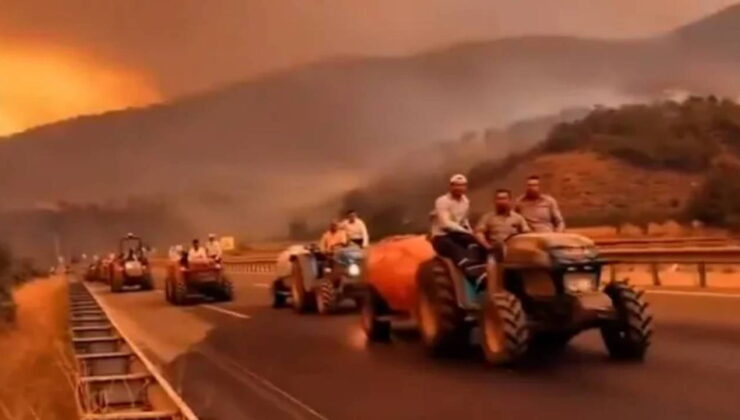 Bilecik’teki yangına ‘insanlık konvoyu’: İznikli çiftçiler traktörleriyle müdahaleye gitti