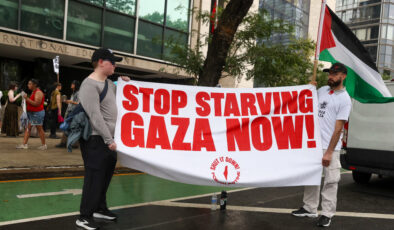 BM Genel Merkezi önünde Gazze protestosu gerçekleştirildi