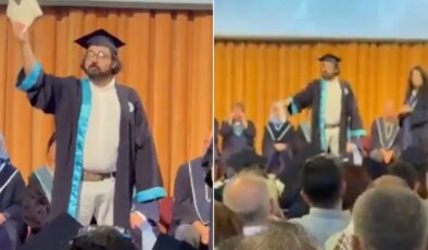 Boğaziçi’nde ‘İmamoğlu’ protestosu: Törende diplomasını yırttı