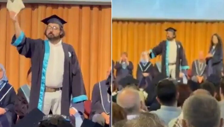 Boğaziçi’nde ‘İmamoğlu’ protestosu: Törende diplomasını yırttı