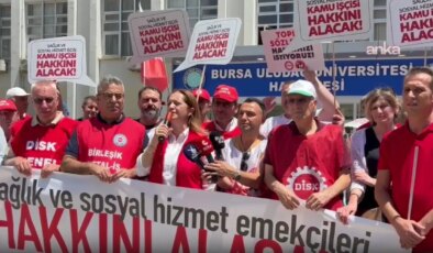 DİSK üyesi sağlık ve sosyal hizmet emekçileri Bursa’da: ‘Yüzde 17’lik artış teklifi kamu işçilerine hakarettir’