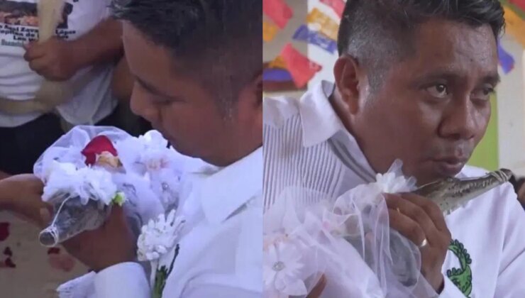 Meksikalı belediye başkanı timsahla evlendi