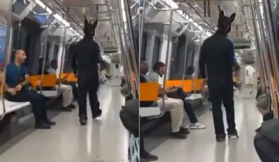 Metroda elinde tüfekle gezdi: İstanbul’da tavşan kostümlü kişi gözaltında!