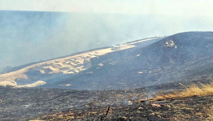 Perinthos Antik Kenti yakınında anız yangını