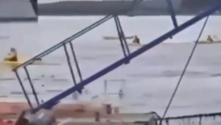 Rusya’daki depremde tsunami dalgaları gelirken kano sporu yaptılar