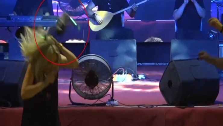 Sanatçı, sahnedeyken başına dron çarptı! O anlar kamerada…
