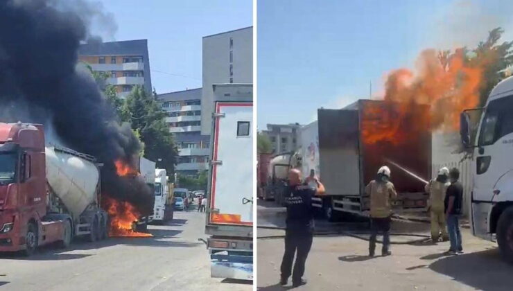 Sancaktepe’de park halindeki kamyonet alev alev yandı