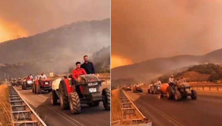 Yurttaşlardan büyük seferberlik… Traktörlerini yangına sürdüler!