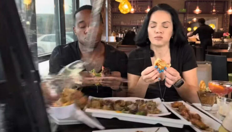 ABD’de YouTuber çift yemek yerken içeriye araba daldı