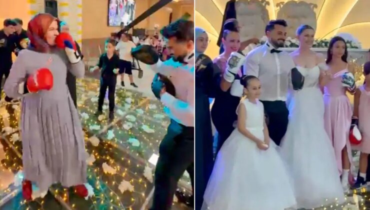 Antalya’da ilginç anlar: Düğün pisti boks ringine döndü!