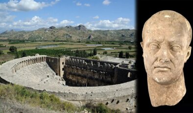 Aspendos kazılarında imparator başı heykeli bulundu