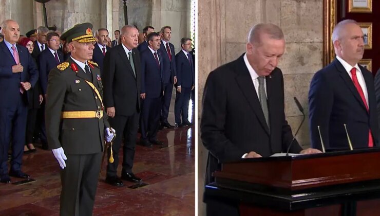 Devlet erkanı Anıtkabir’deydi… Erdoğan ‘Özel Defter’i imzaladı: ‘Emanetiniz olan Türkiye Cumhuriyeti emin ve ehil kadroların riyasetinde tam bir emniyet içinde’