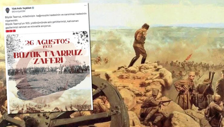 Emniyet Genel Müdürlüğü’nden tepki çeken ‘Büyük Taarruz’ paylaşımı: Fotoğraftan Atatürk kaldırıldı!