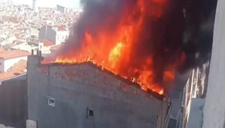 Esenler’de 5 katlı binanın çatısında çıkan yangın söndürüldü