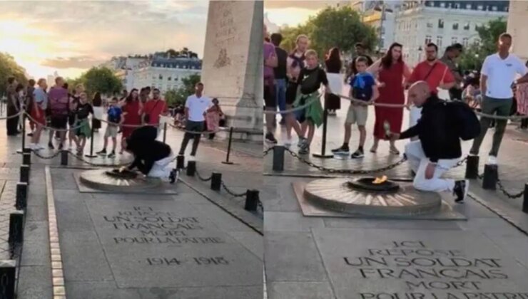 Fransa öfkeye boğuldu: ‘Meçhul Asker Anıtı’ndaki alevle sigarasını yaktı