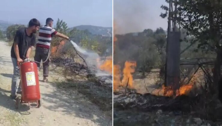 Hatay’da sıcaktan kopan elektrik teli yangına neden oldu