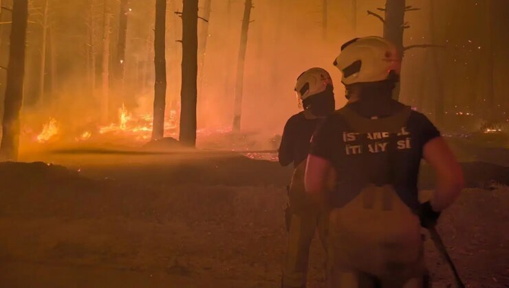 İBB İtfaiyesi, Çanakkale’ye giderken Enez’deki orman yangınına yönlendirildi