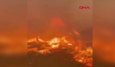 Orman yangınında alevlerin arasında kalan ekiplerin görüntüleri ortaya çıktı… Ölümle burun buruna!