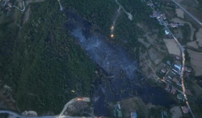 Orman yangınındaki acı tablo havadan görüntülendi