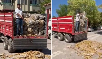 Sen misin üreticinin feryadını duyuran! Köy meydanında yurttaşa ücretsiz patates dağıtan çiftçiye soruşturma