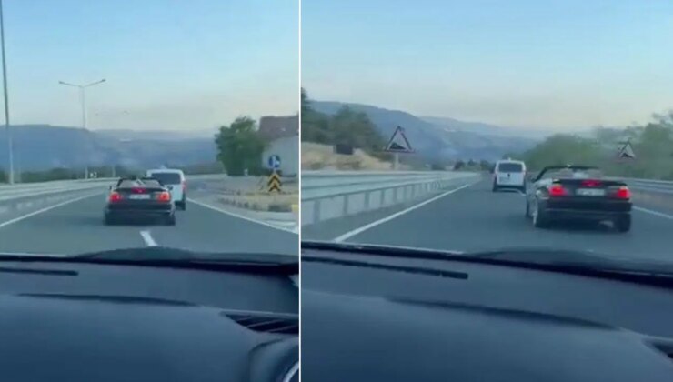 Sürekli şerit değiştirip trafiği tehlikeye attılar… O anlar kamerada